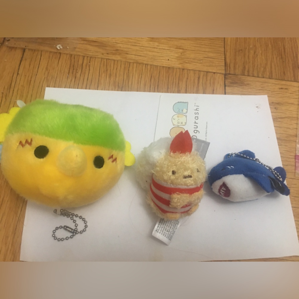 3 Japanese Plushies:Best Sky Nippon Style,San-X Sumikko Gurashi,ArtBox Shark